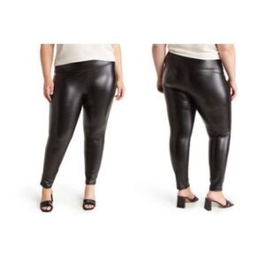 New 1.State Black Faux Leather‎ Pants Women's 1X Biker Moto Edgy Vixen Rocker